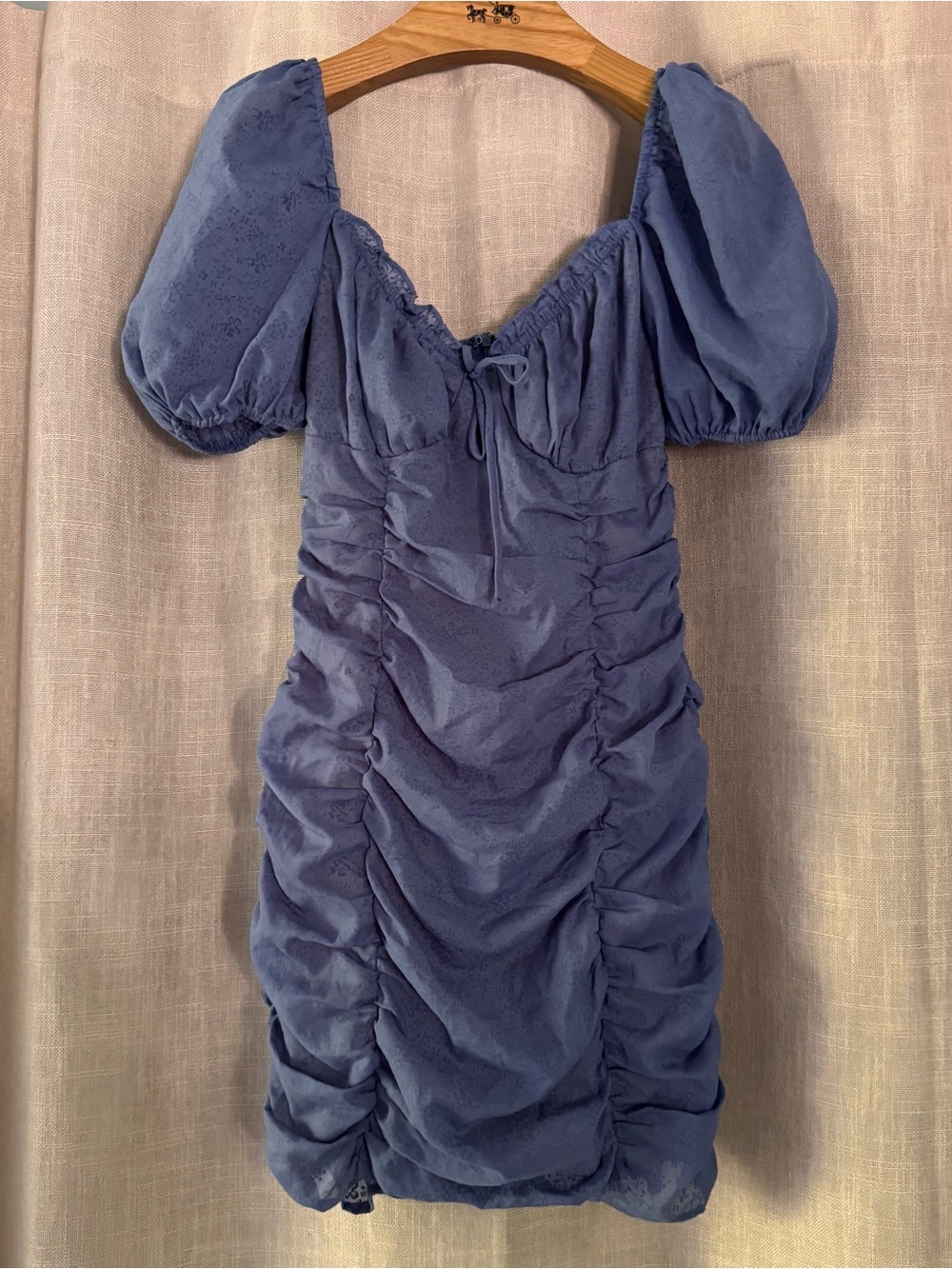 SweetPot the label blue floral print rouched short sleeve mini dress size 2